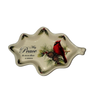 𝅺cracker Barrel Candy, Nut, or Trinket dish, cardinals and holly